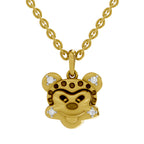 Lab Grown Diamond Pendant Necklace 0.05 Carat Round Shape 925 Sterling Silver Yellow Gold Plated Twinkle Monkey Pendant Necklace