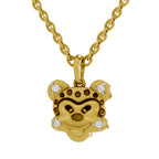 Lab Grown Diamond Pendant Necklace 0.05 Carat Round Shape 925 Sterling Silver Yellow Gold Plated Twinkle Monkey Pendant Necklace