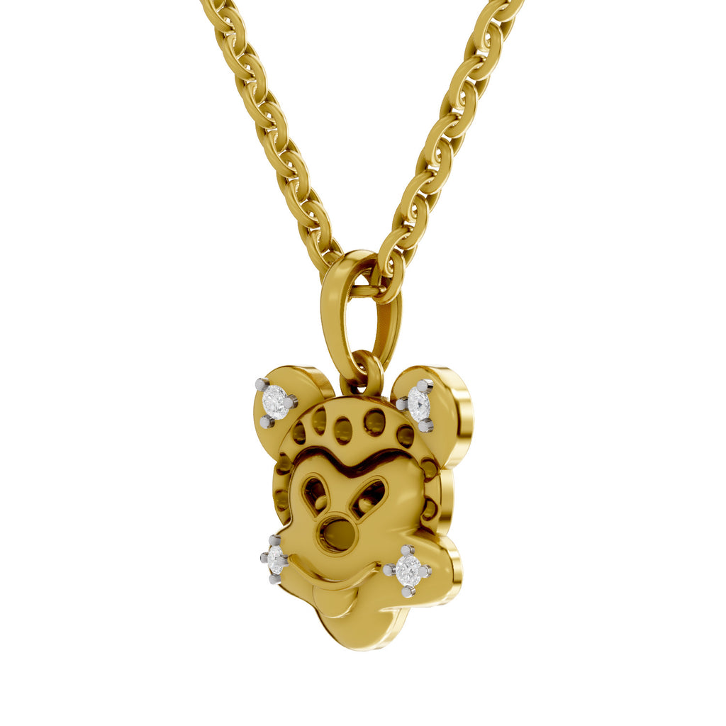 Lab Grown Diamond Pendant Necklace 0.05 Carat Round Shape 925 Sterling Silver Yellow Gold Plated Twinkle Monkey Pendant Necklace
