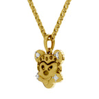 Lab Grown Diamond Pendant Necklace 0.05 Carat Round Shape 925 Sterling Silver Yellow Gold Plated Twinkle Monkey Pendant Necklace