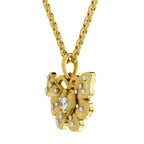 Lab Grown Diamond Pendant Necklace 0.07 Carat Round Shape 925 Sterling Silver Yellow Gold Plated Butterfly Pendant Necklace