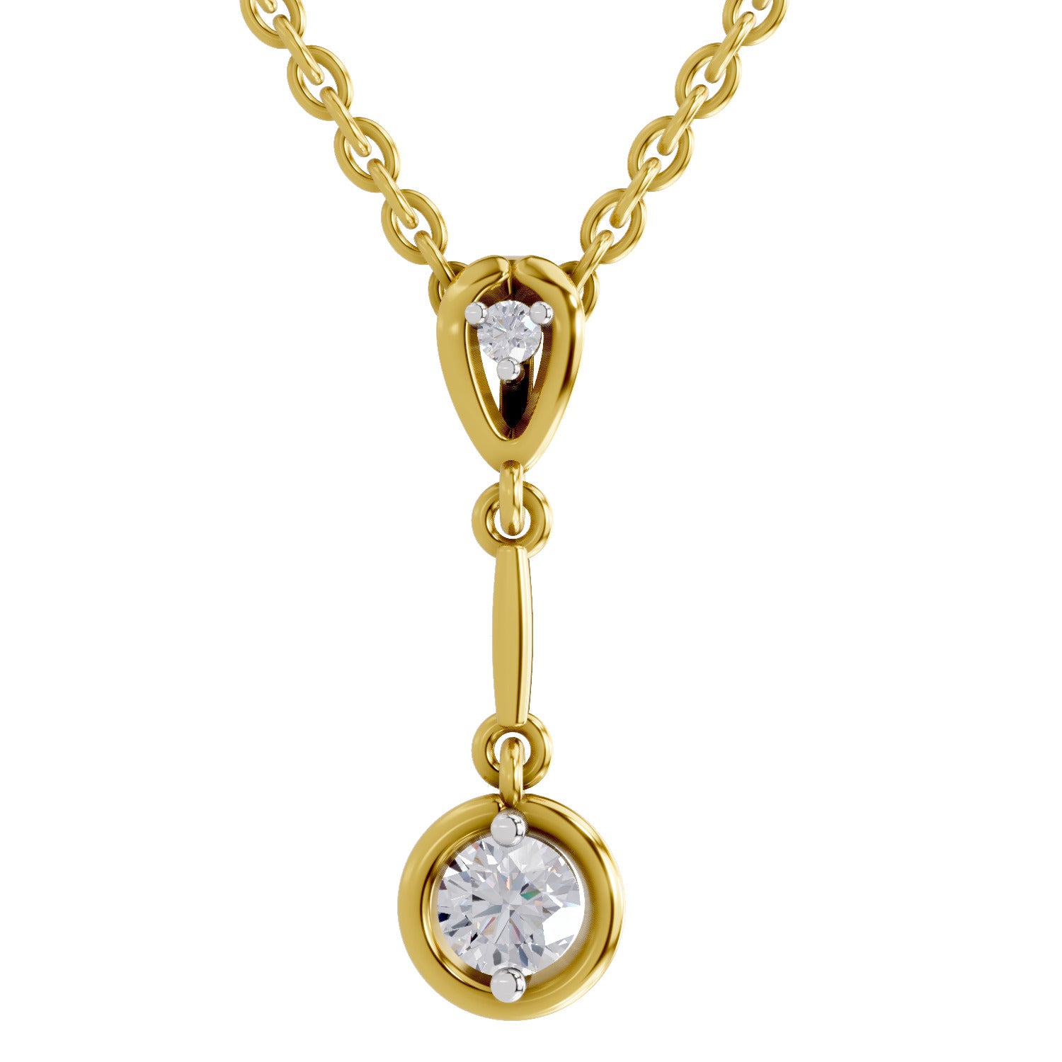 Lab Grown Diamond Pendant Necklace 0.27 Carat IGI Certified Round Shape 925 Sterling Silver Yellow Gold Plated Pendant Necklace