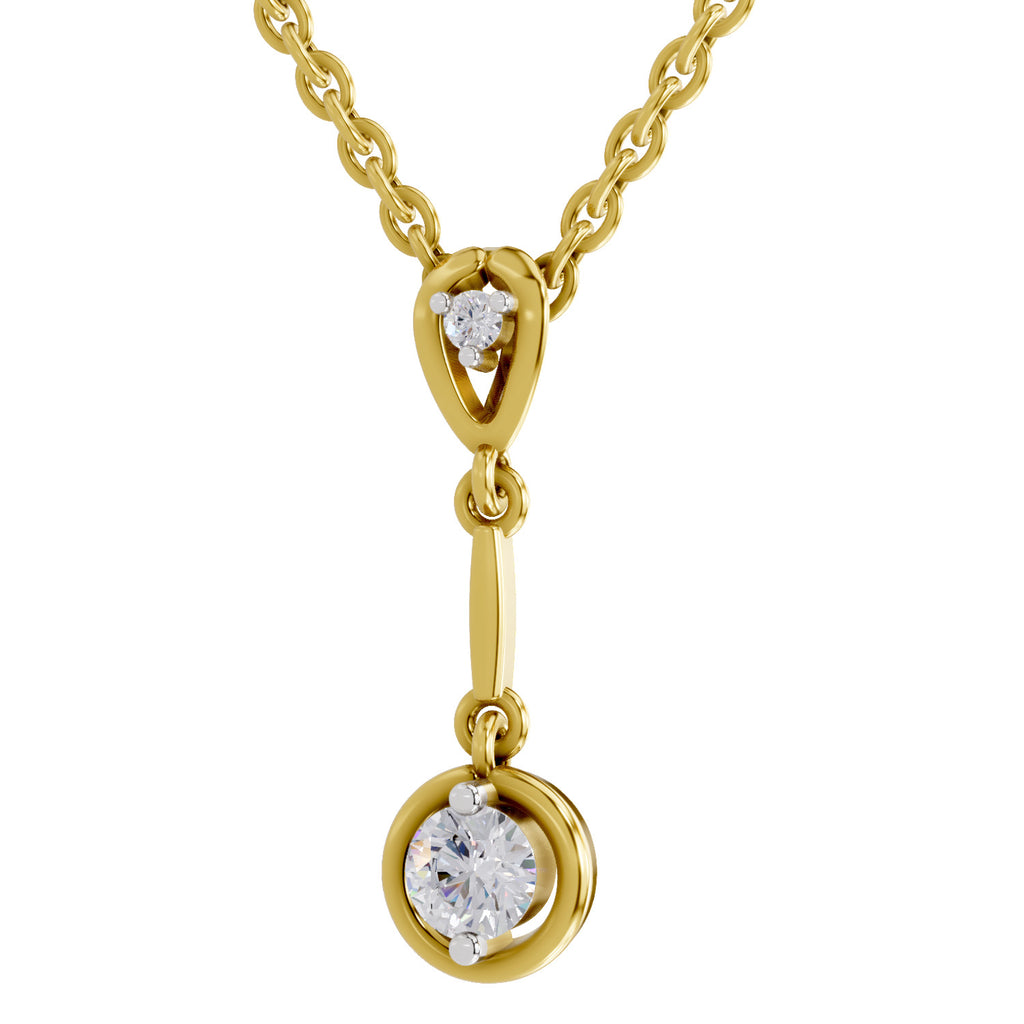 Lab Grown Diamond Pendant Necklace 0.27 Carat IGI Certified Round Shape 925 Sterling Silver Yellow Gold Plated Pendant Necklace