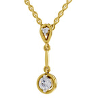 Lab Grown Diamond Pendant Necklace 0.27 Carat IGI Certified Round Shape 925 Sterling Silver Yellow Gold Plated Pendant Necklace