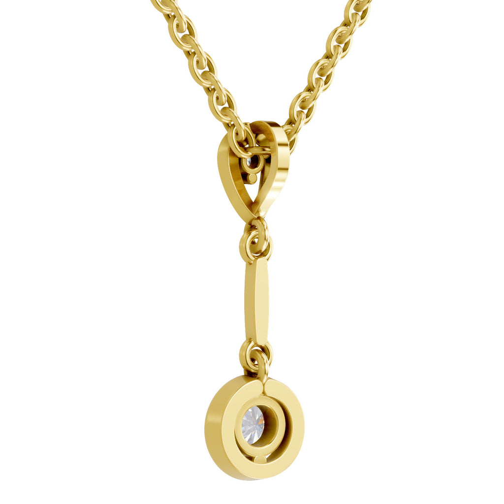 Lab Grown Diamond Pendant Necklace 0.27 Carat IGI Certified Round Shape 925 Sterling Silver Yellow Gold Plated Pendant Necklace