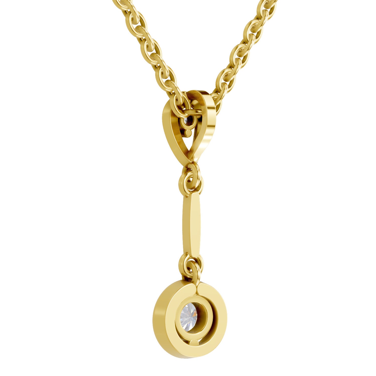 Lab Grown Diamond Pendant Necklace 0.27 Carat IGI Certified Round Shape 925 Sterling Silver Yellow Gold Plated Pendant Necklace