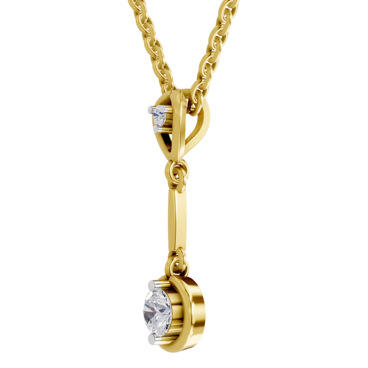 Lab Grown Diamond Pendant Necklace 0.27 Carat IGI Certified Round Shape 925 Sterling Silver Yellow Gold Plated Pendant Necklace