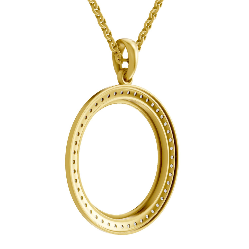 Lab Grown Diamond Pendant Necklace 0.64 Carat IGI Certified Round Shape 925 Sterling Silver Yellow Gold Plated Circle Of Life Pendant Necklace
