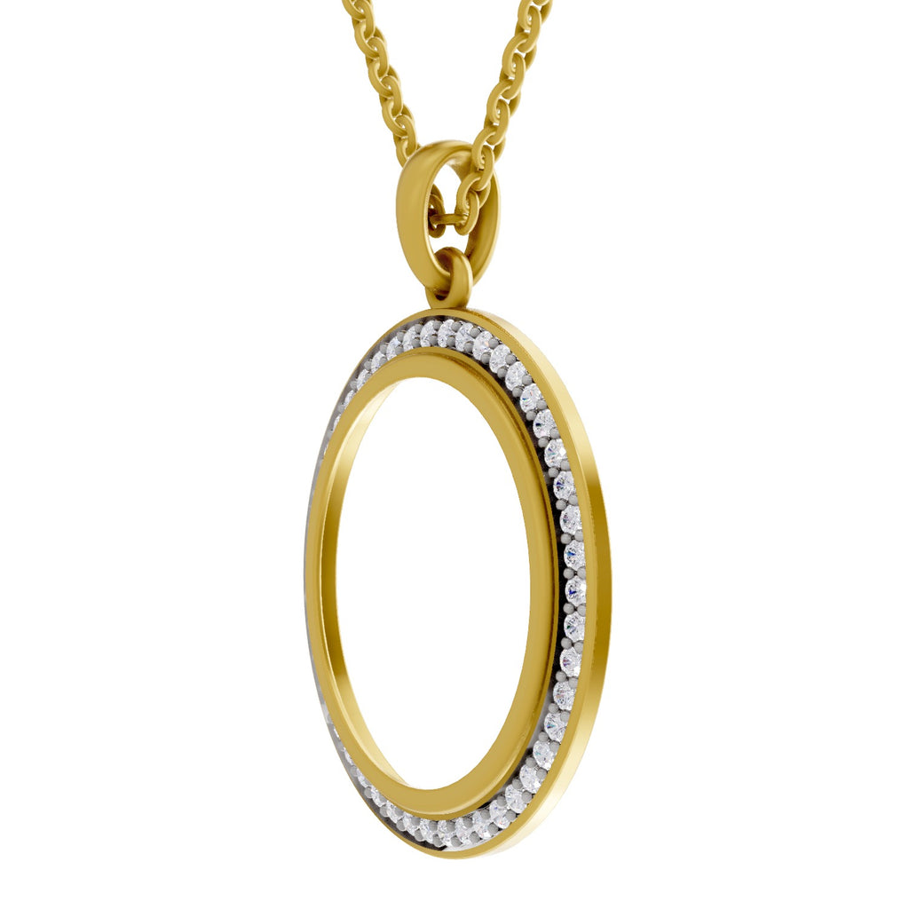 Lab Grown Diamond Pendant Necklace 0.64 Carat IGI Certified Round Shape 925 Sterling Silver Yellow Gold Plated Circle Of Life Pendant Necklace