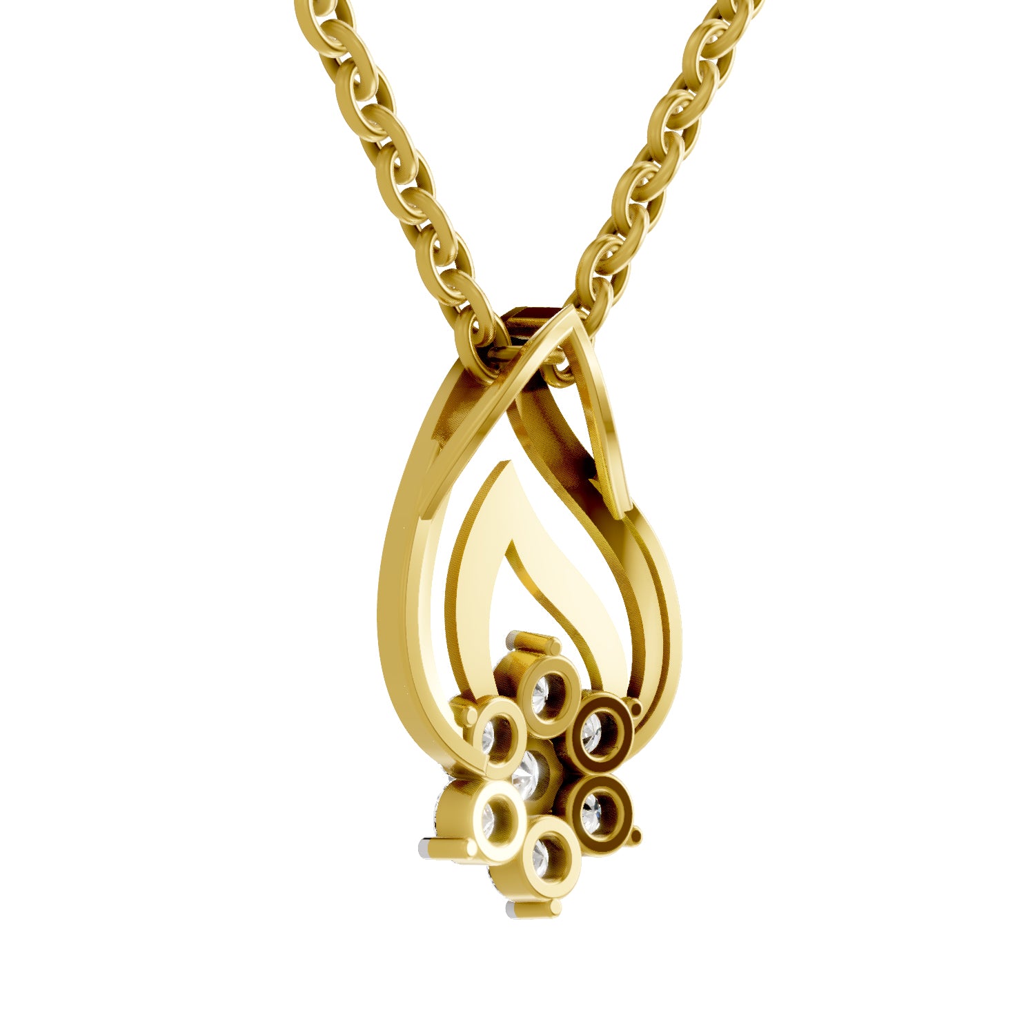 Lab Grown Diamond Pendant Necklace 0.33 Carat IGI Certified Round Shape F-G VS Quality| 925 Sterling Silver Gold Plated Floral Pendant Necklace