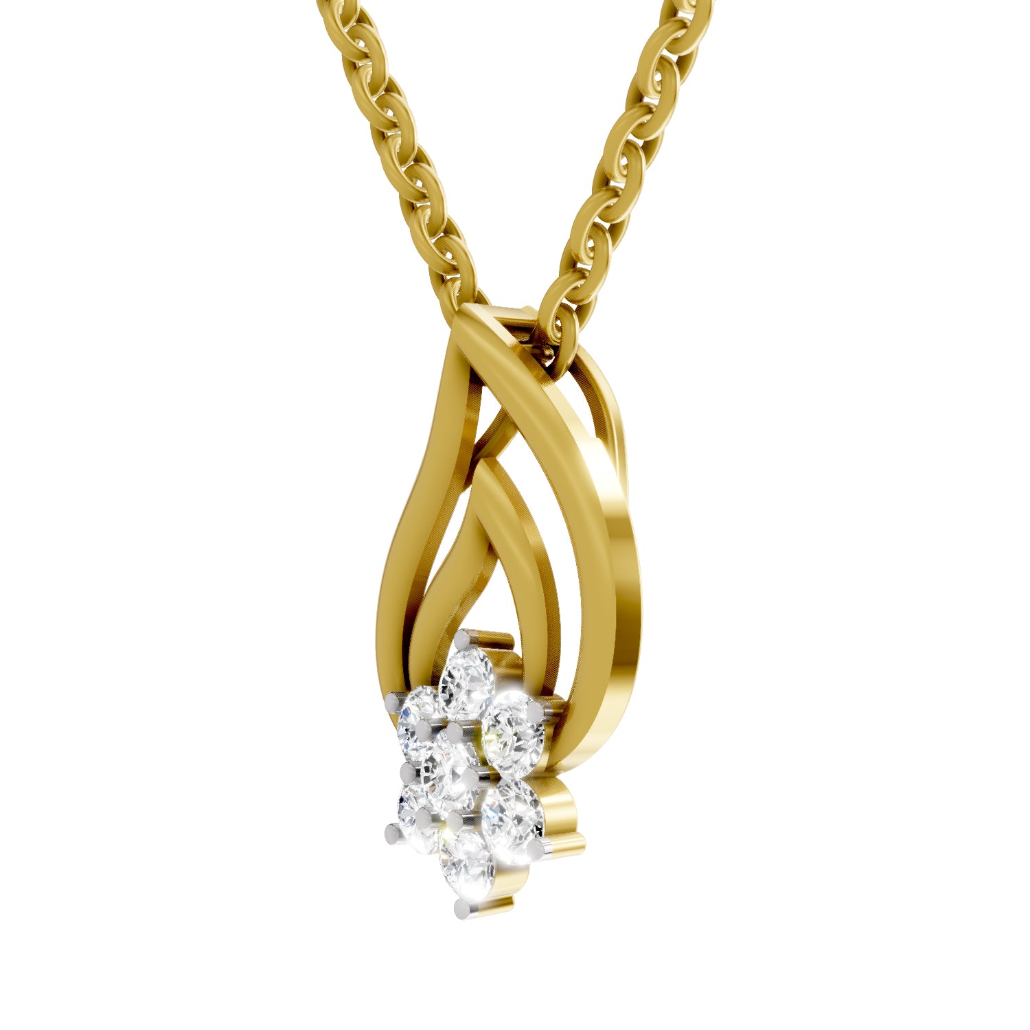 Lab Grown Diamond Pendant Necklace 0.33 Carat IGI Certified Round Shape F-G VS Quality| 925 Sterling Silver Gold Plated Floral Pendant Necklace