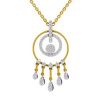 Lab Grown Diamond Pendant Necklace 0.81 Carat IGI Certified Round Shape 925 Sterling Silver Yellow Gold Plated Dream Catcher Pendant Necklace