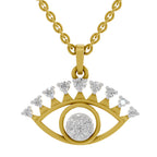 Lab Grown Diamond Pendant 0.38 Carat IGI Certified Round Shape 925 Sterling Silver Yellow Gold Plated Evil Eye Pendant