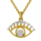 Lab Grown Diamond Pendant 0.38 Carat IGI Certified Round Shape 925 Sterling Silver Yellow Gold Plated Evil Eye Pendant