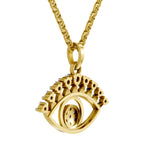 Lab Grown Diamond Pendant 0.38 Carat IGI Certified Round Shape 925 Sterling Silver Yellow Gold Plated Evil Eye Pendant