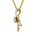 Lab Grown Diamond Pendant Necklace 0.28 Carat IGI Certified Round Shape 925 Sterling Silver Yellow Gold Plated Lotus Pendant Necklace