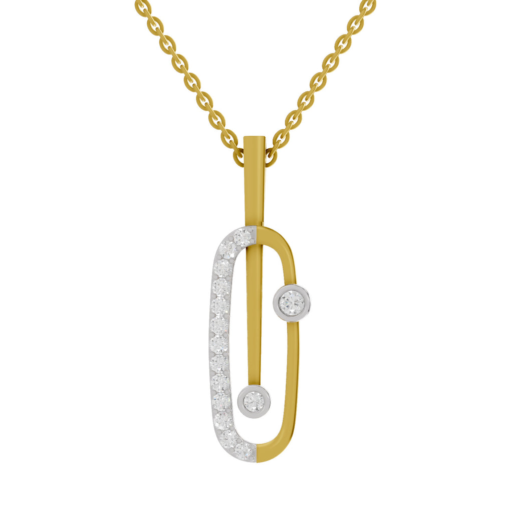 Lab Grown Diamond Pendant Necklace 0.62 Carat IGI Certified Round Shape 925 Sterling Silver Yellow Gold Plated Fashion Pendant Necklace