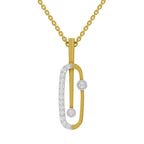 Lab Grown Diamond Pendant Necklace 0.62 Carat IGI Certified Round Shape 925 Sterling Silver Yellow Gold Plated Fashion Pendant Necklace