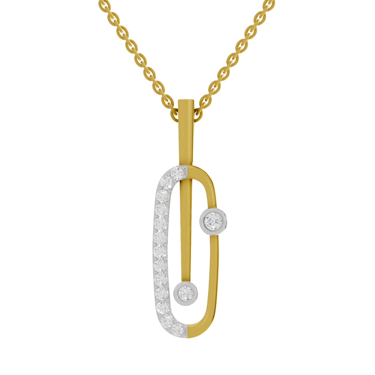 Lab Grown Diamond Pendant Necklace 0.62 Carat IGI Certified Round Shape 925 Sterling Silver Yellow Gold Plated Fashion Pendant Necklace