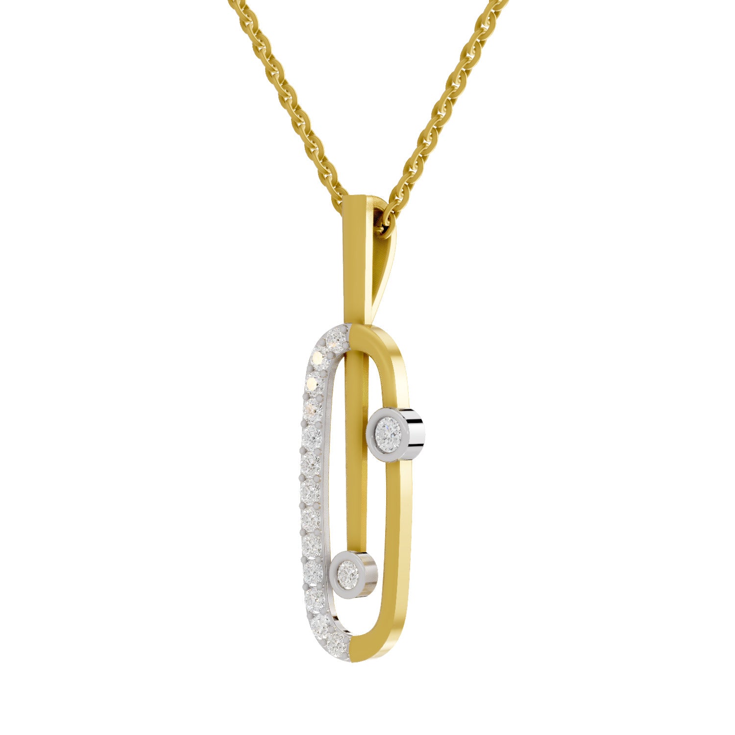 Lab Grown Diamond Pendant Necklace 0.62 Carat IGI Certified Round Shape 925 Sterling Silver Yellow Gold Plated Fashion Pendant Necklace