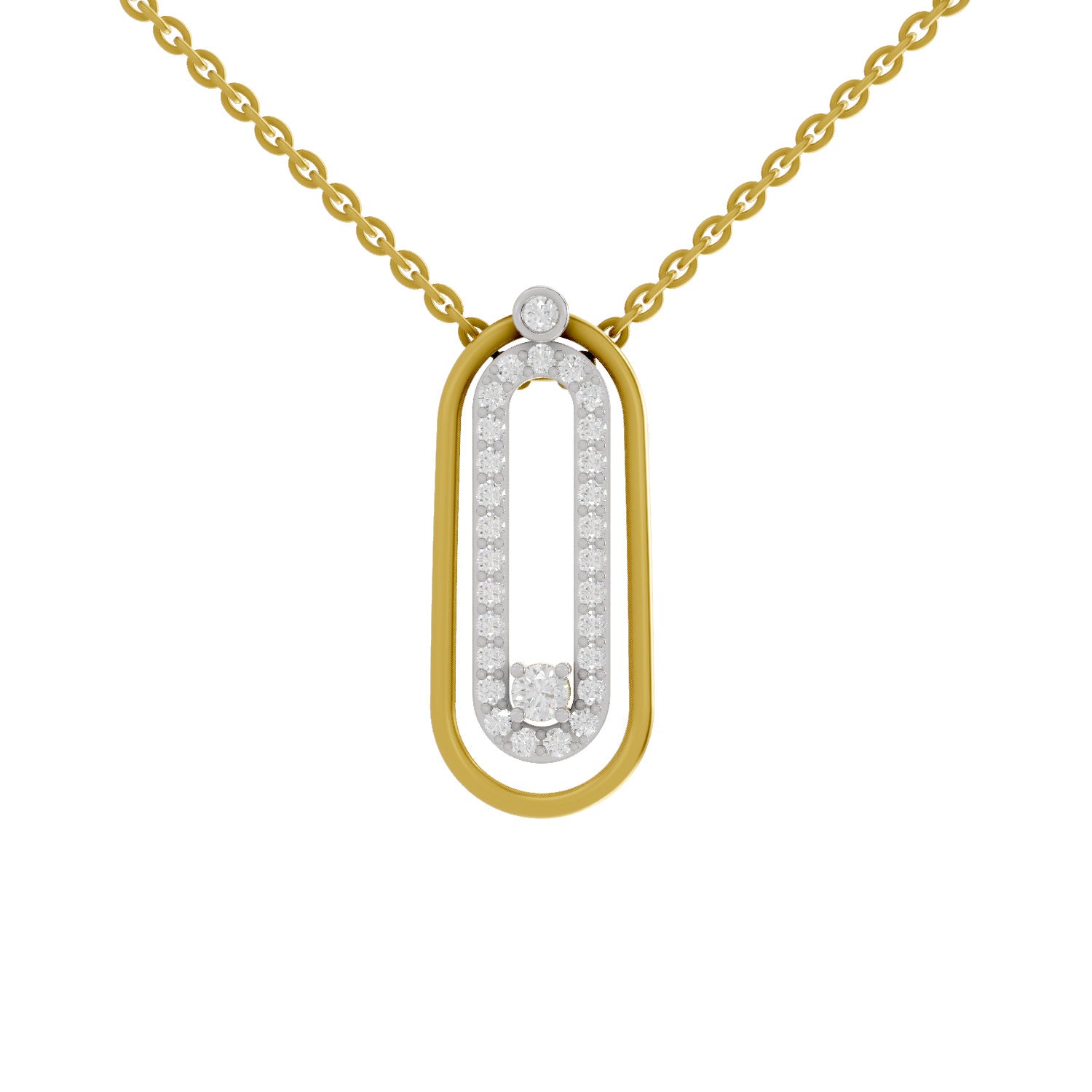 Lab Grown Diamond Pendant Necklace 0.63 Carat IGI Certified Round Shape 925 Sterling Silver Yellow Gold Plated Fashion Pendant Necklace