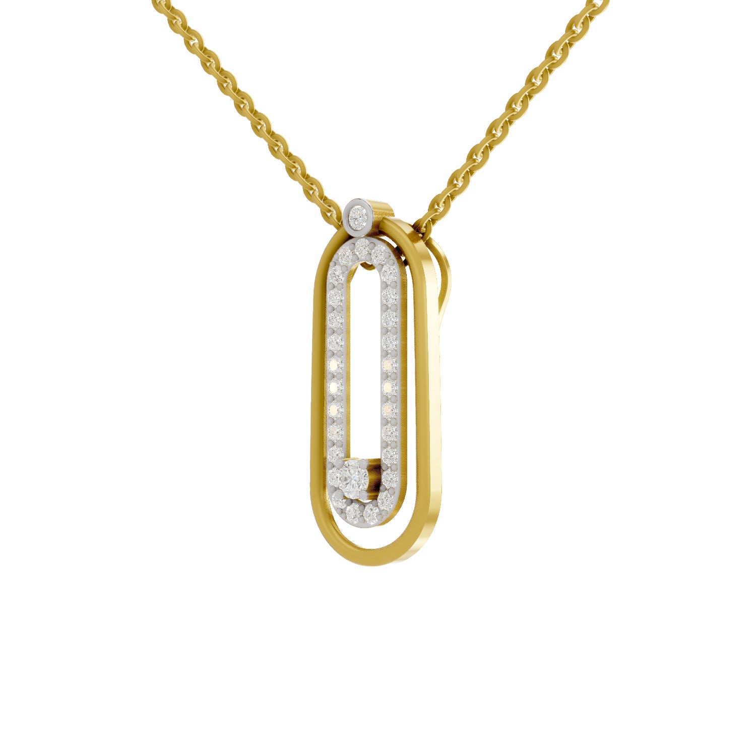 Lab Grown Diamond Pendant Necklace 0.63 Carat IGI Certified Round Shape 925 Sterling Silver Yellow Gold Plated Fashion Pendant Necklace
