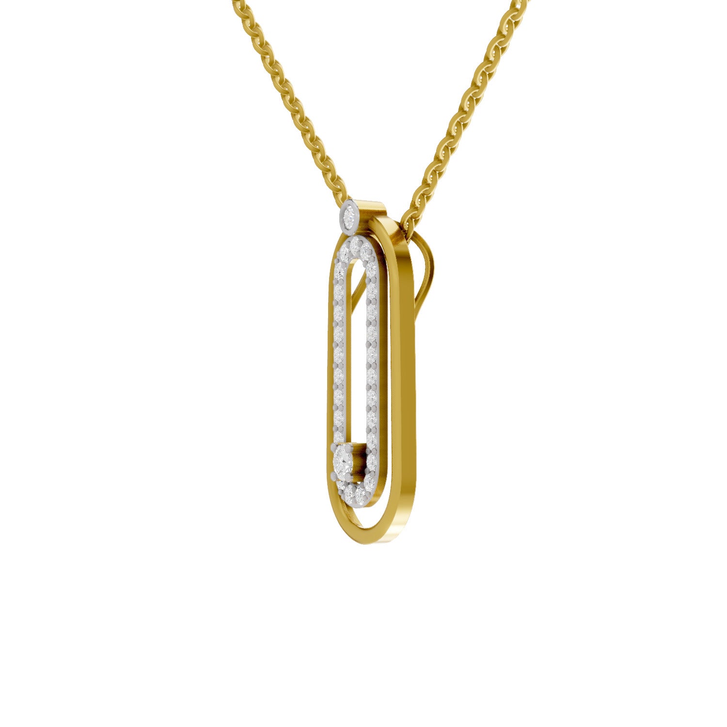 Lab Grown Diamond Pendant Necklace 0.63 Carat IGI Certified Round Shape 925 Sterling Silver Yellow Gold Plated Fashion Pendant Necklace