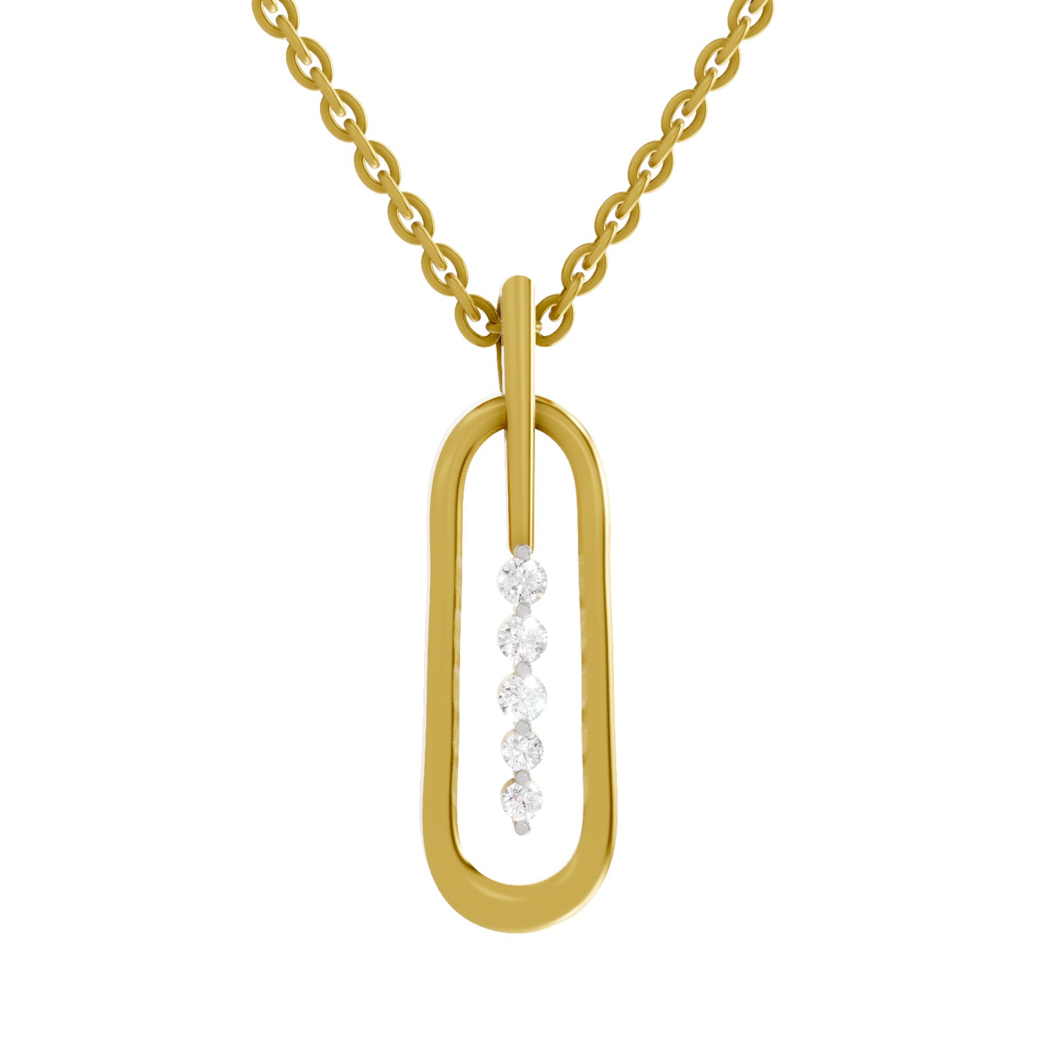 Lab Grown Diamond Pendant Necklace 0.15 Carat IGI Certified Round Shape 925 Sterling Silver Yellow Gold Plated Fashion Pendant Necklace