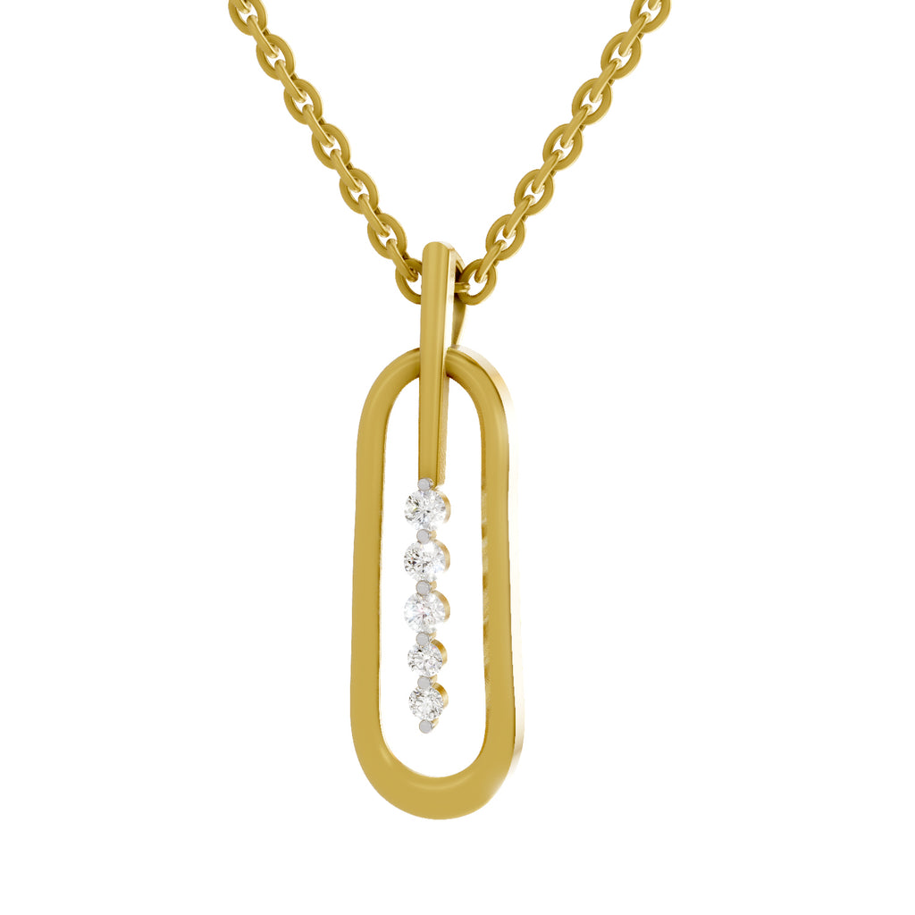 Lab Grown Diamond Pendant Necklace 0.15 Carat IGI Certified Round Shape 925 Sterling Silver Yellow Gold Plated Fashion Pendant Necklace