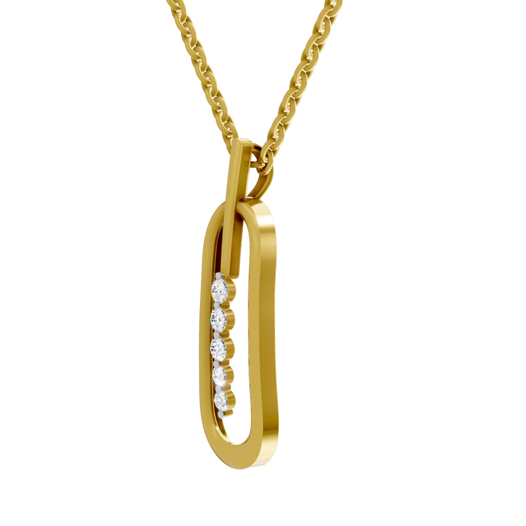 Lab Grown Diamond Pendant Necklace 0.15 Carat IGI Certified Round Shape 925 Sterling Silver Yellow Gold Plated Fashion Pendant Necklace
