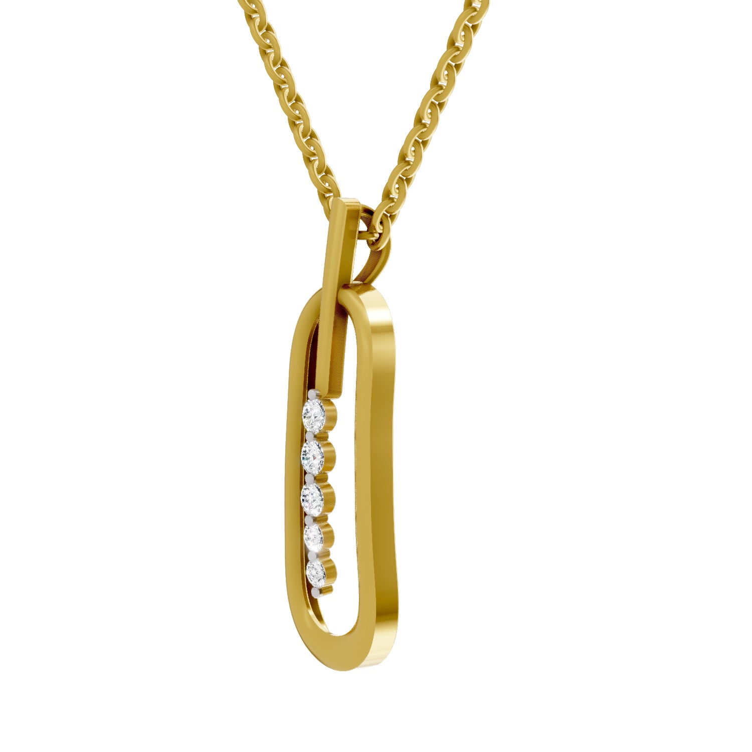 Lab Grown Diamond Pendant Necklace 0.15 Carat IGI Certified Round Shape 925 Sterling Silver Yellow Gold Plated Fashion Pendant Necklace