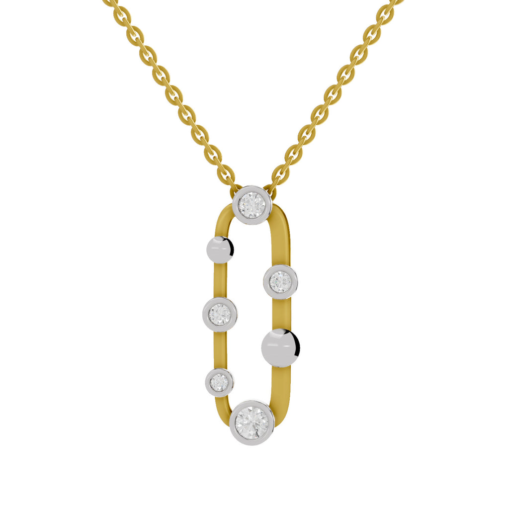 Lab Grown Diamond Pendant Necklace 0.45 Carat IGI Certified Round Shape 925 Sterling Silver Yellow Gold Plated Fashion Pendant Necklace