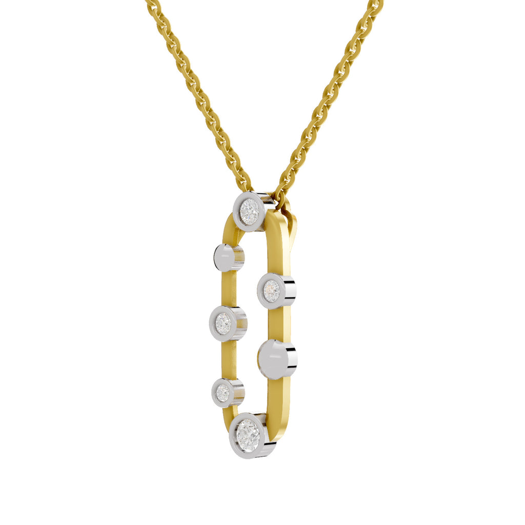 Lab Grown Diamond Pendant Necklace 0.45 Carat IGI Certified Round Shape 925 Sterling Silver Yellow Gold Plated Fashion Pendant Necklace