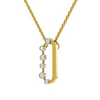 Lab Grown Diamond Pendant Necklace 0.31 Carat IGI Certified Round Shape 925 Sterling Silver Yellow Gold Plated Fashion Pendant Necklace