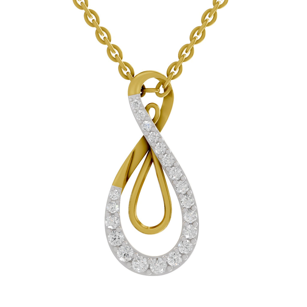 Lab Grown Diamond Pendant Necklace 0.44 Carat IGI Certified Round Shape 925 Sterling Silver Yellow Gold Plated Infinity Pendant Necklace