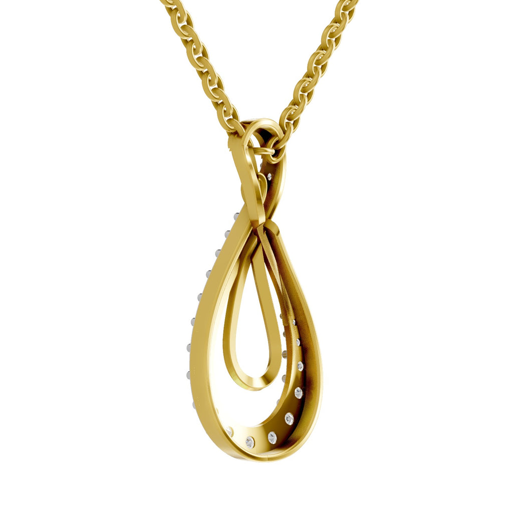 Lab Grown Diamond Pendant Necklace 0.44 Carat IGI Certified Round Shape 925 Sterling Silver Yellow Gold Plated Infinity Pendant Necklace