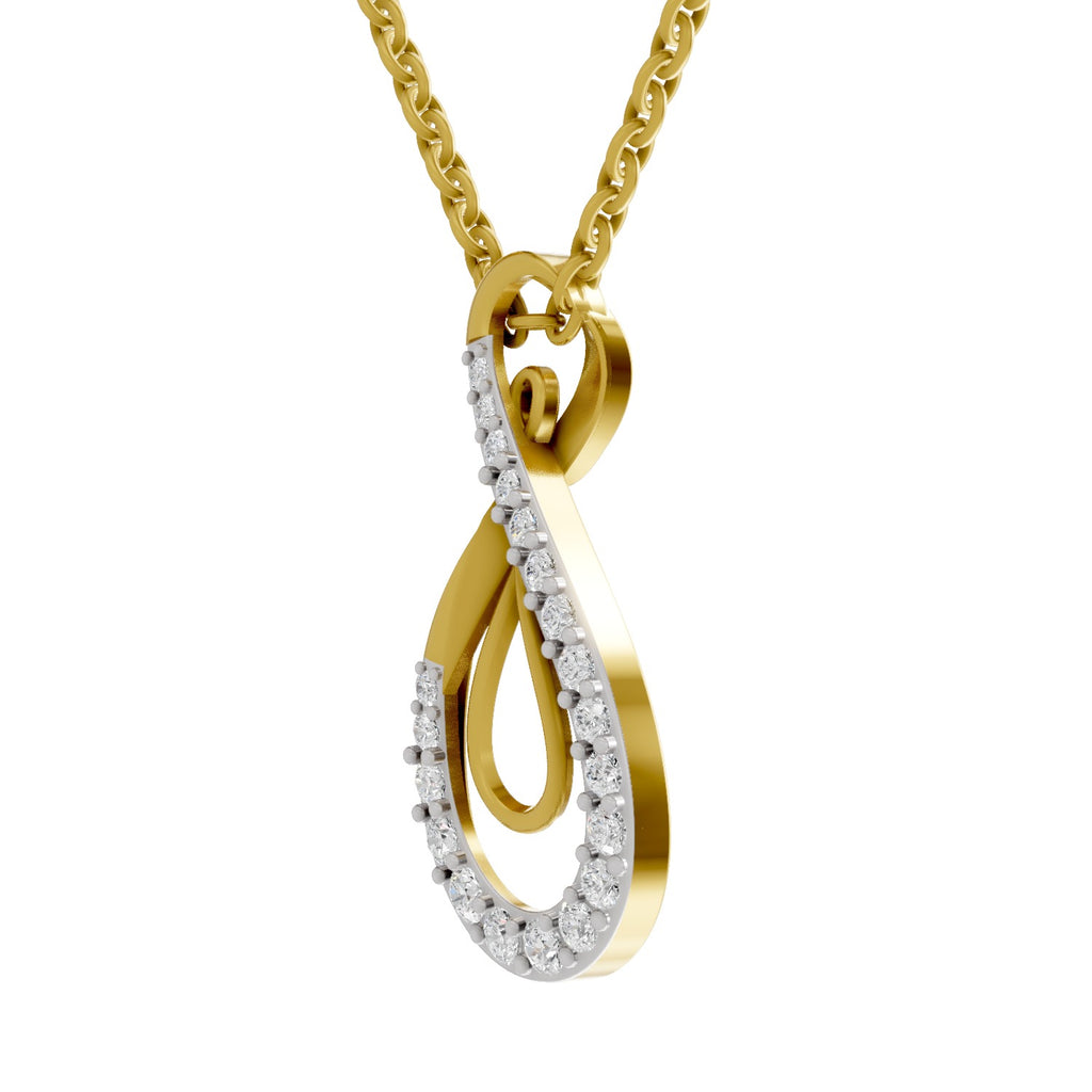 Lab Grown Diamond Pendant Necklace 0.44 Carat IGI Certified Round Shape 925 Sterling Silver Yellow Gold Plated Infinity Pendant Necklace