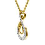 Lab Grown Diamond Pendant Necklace 0.44 Carat IGI Certified Round Shape 925 Sterling Silver Yellow Gold Plated Infinity Pendant Necklace