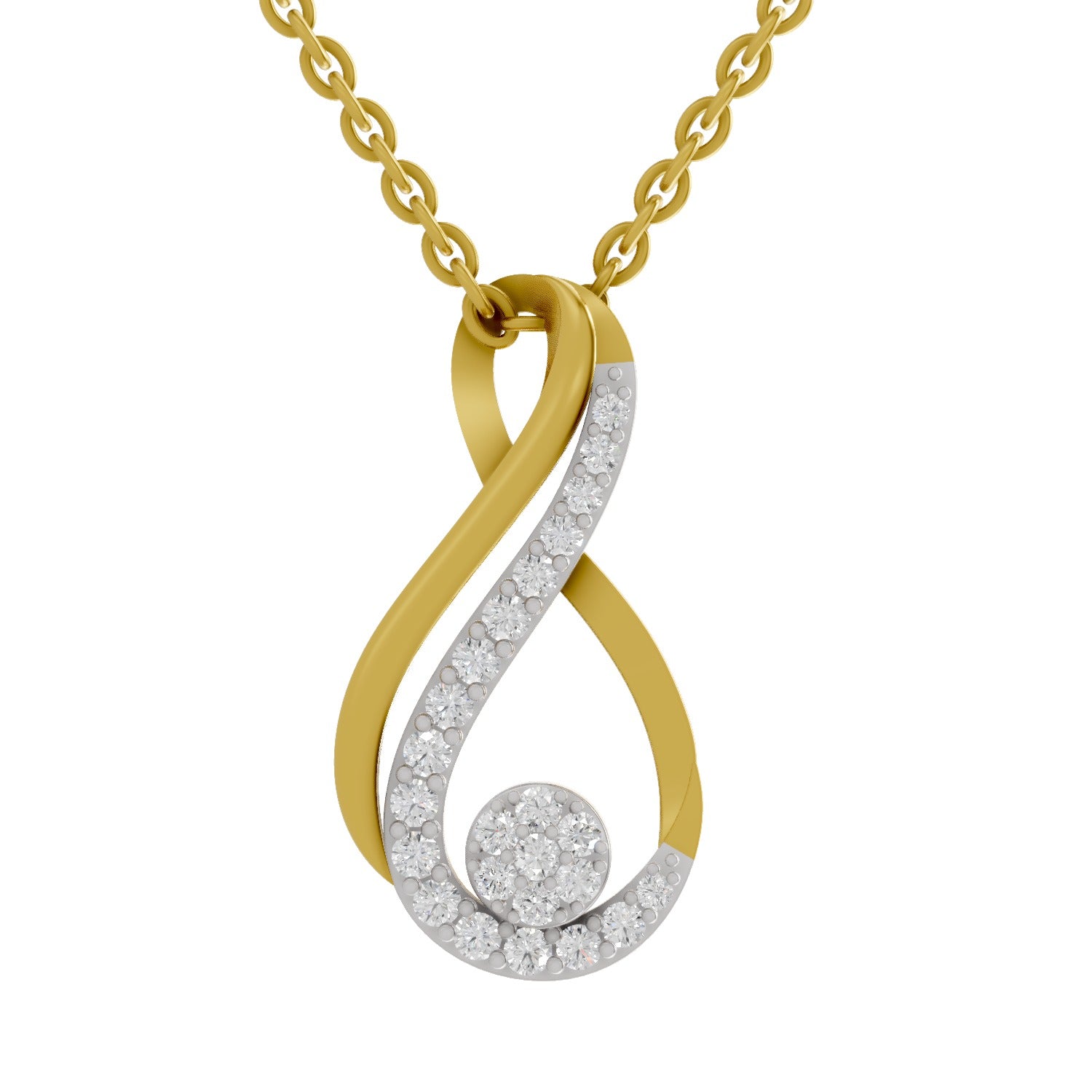 Lab Grown Diamond Pendant Necklace 0.4 Carat IGI Certified Round Shape 925 Sterling Silver Yellow Gold Plated Infinity Pendant Necklace