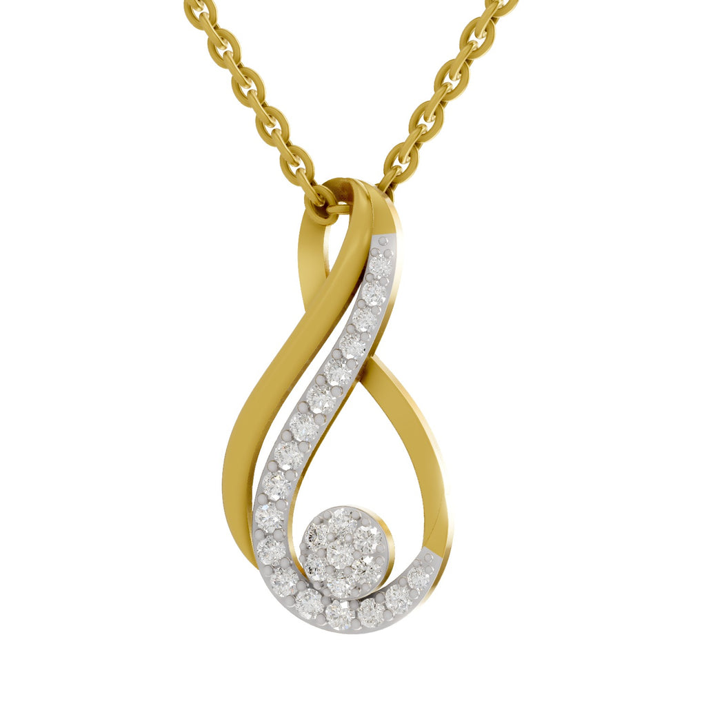 Lab Grown Diamond Pendant Necklace 0.4 Carat IGI Certified Round Shape 925 Sterling Silver Yellow Gold Plated Infinity Pendant Necklace
