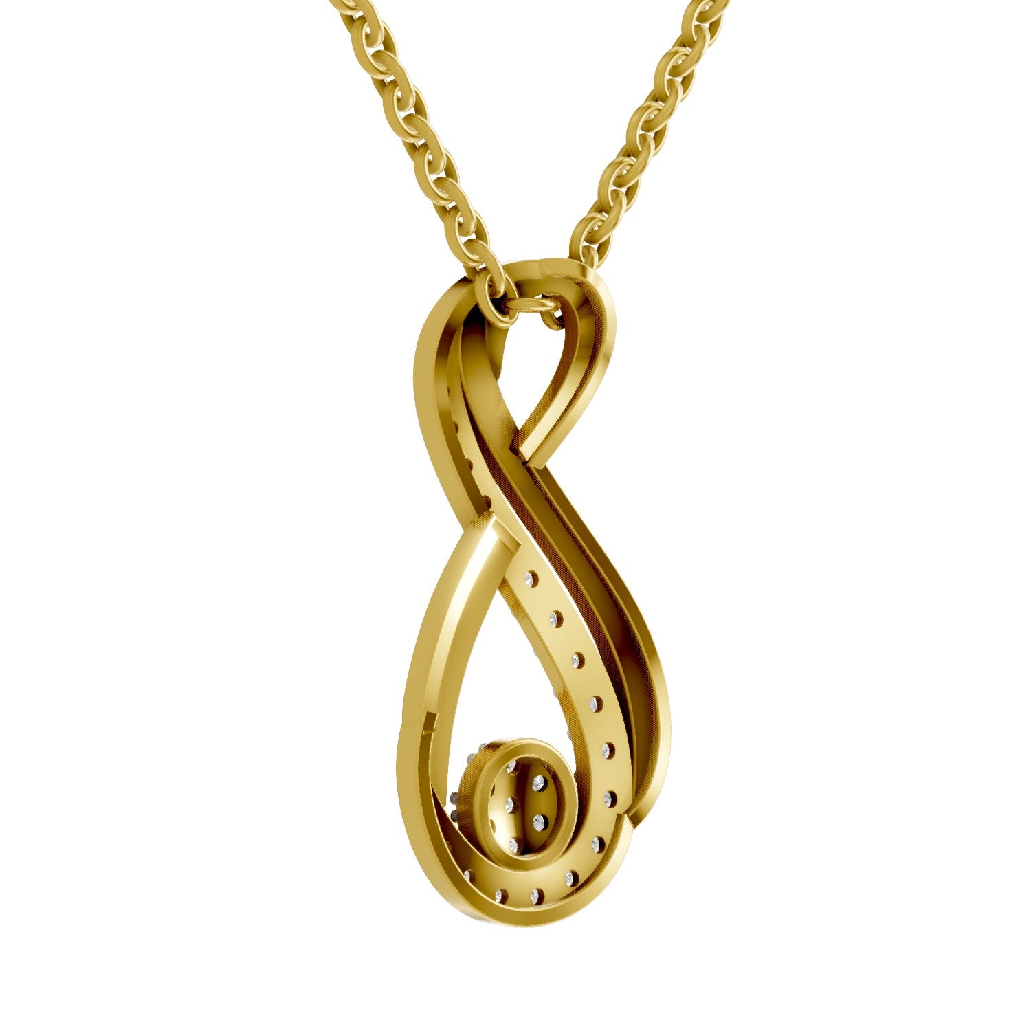 Lab Grown Diamond Pendant Necklace 0.4 Carat IGI Certified Round Shape 925 Sterling Silver Yellow Gold Plated Infinity Pendant Necklace