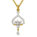 Lab Grown Diamond Pendant Necklace 0.6 Carat IGI Certified Round Shape F-G VS Quality| 925 Sterling Silver Gold Plated Lotus Pendant Necklace