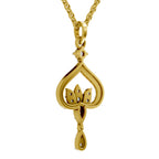Lab Grown Diamond Pendant Necklace 0.6 Carat IGI Certified Round Shape F-G VS Quality| 925 Sterling Silver Gold Plated Lotus Pendant Necklace