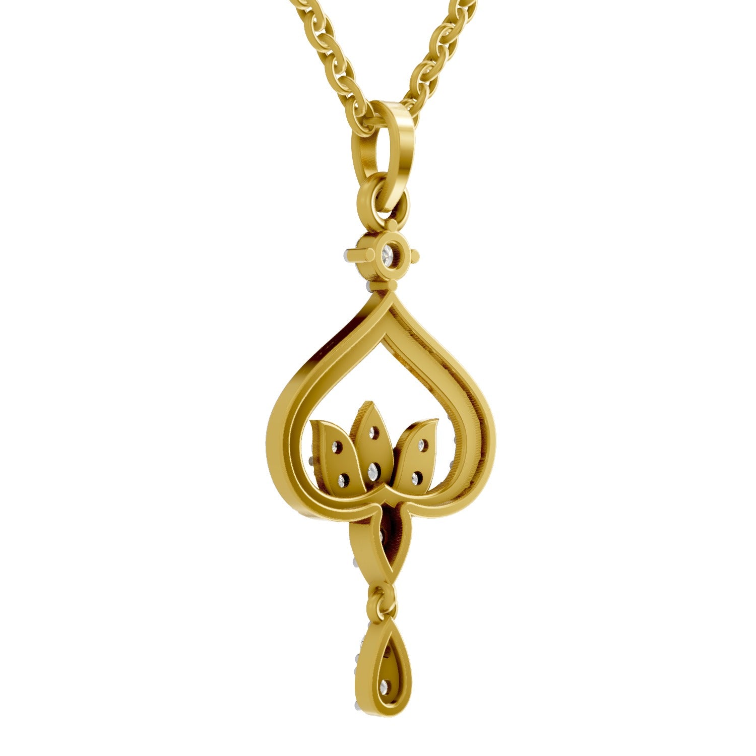 Lab Grown Diamond Pendant Necklace 0.6 Carat IGI Certified Round Shape F-G VS Quality| 925 Sterling Silver Gold Plated Lotus Pendant Necklace