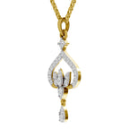 Lab Grown Diamond Pendant Necklace 0.6 Carat IGI Certified Round Shape F-G VS Quality| 925 Sterling Silver Gold Plated Lotus Pendant Necklace