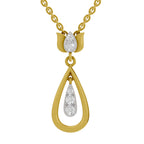 Lab Grown Diamond Pendant Necklace 0.26 Carat IGI Certified Round Shape 925 Sterling Silver Yellow Gold Plated Lotus Pendant Necklace