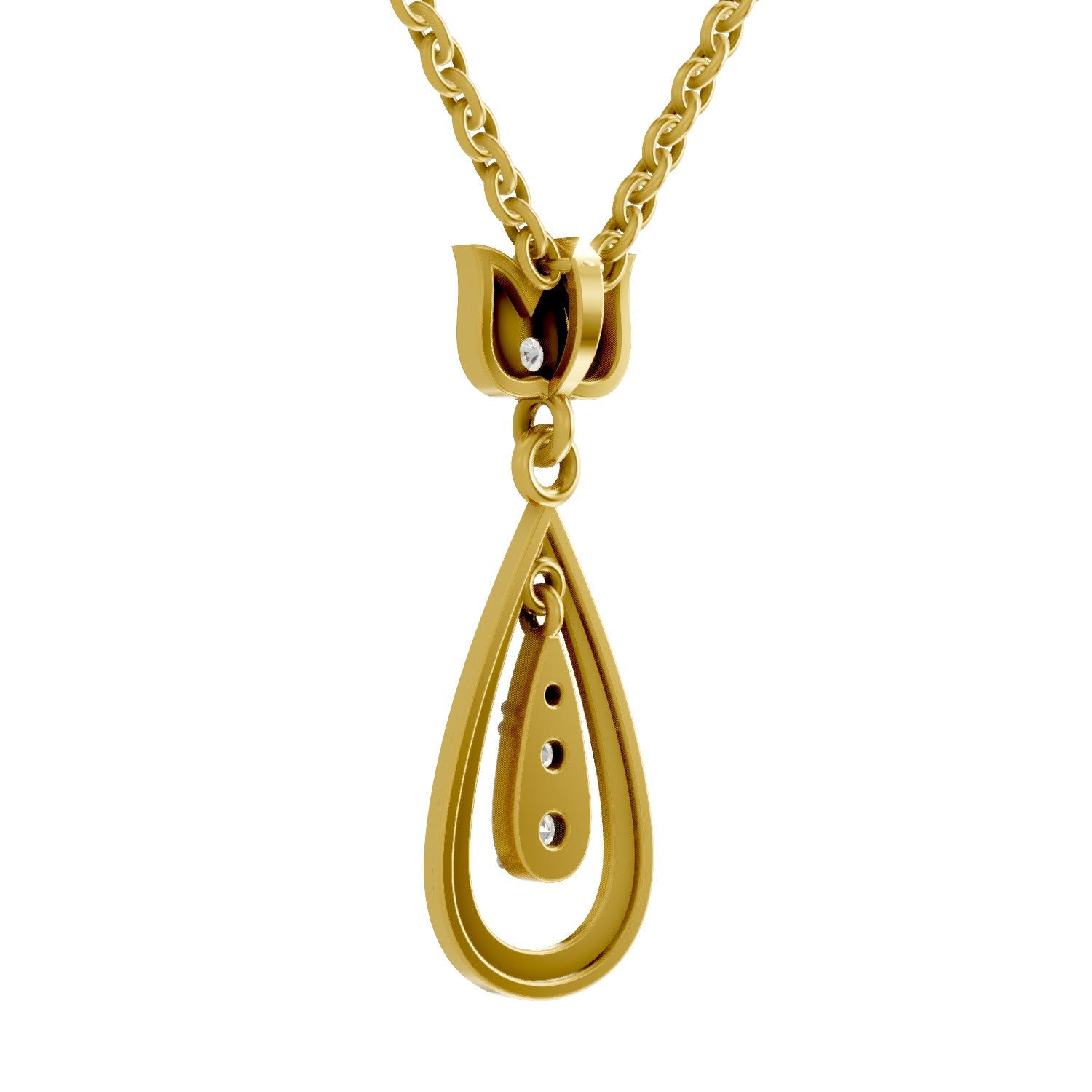 Lab Grown Diamond Pendant Necklace 0.26 Carat IGI Certified Round Shape 925 Sterling Silver Yellow Gold Plated Lotus Pendant Necklace