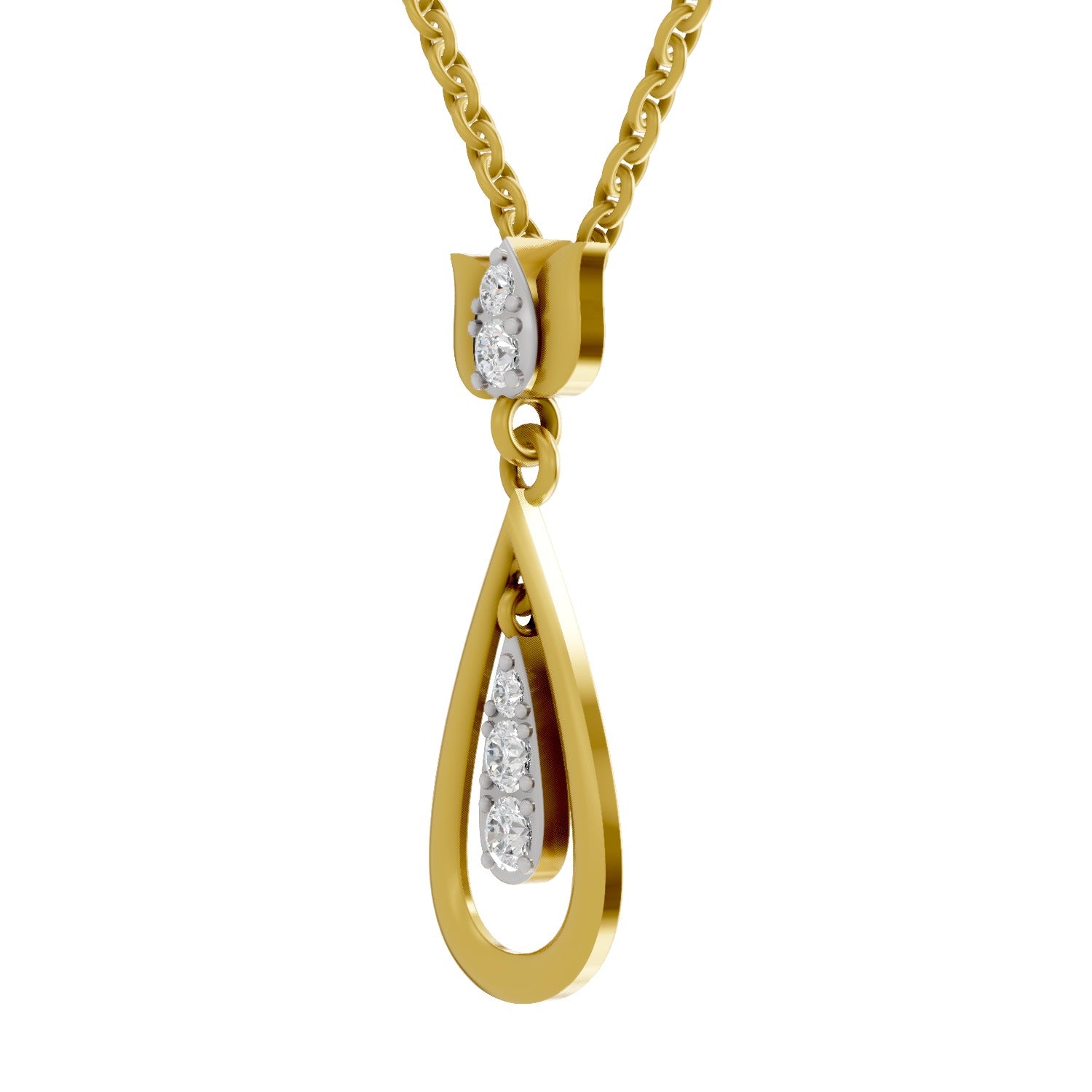 Lab Grown Diamond Pendant Necklace 0.26 Carat IGI Certified Round Shape 925 Sterling Silver Yellow Gold Plated Lotus Pendant Necklace