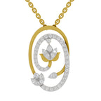 Lab Grown Diamond Pendant 0.61 Carat IGI Certified Round Shape 925 Sterling Silver Yellow Gold Plated Lotus Pendant