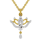 Lab Grown Diamond Pendant 0.49 Carat IGI Certified Round Shape 925 Sterling Silver Yellow Gold Plated Lotus Pendant
